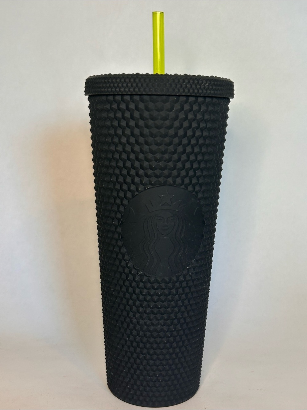 Starbucks Black Matte Diamond Studded Venti‎ 24oz Tumbler Green Straw Coffee